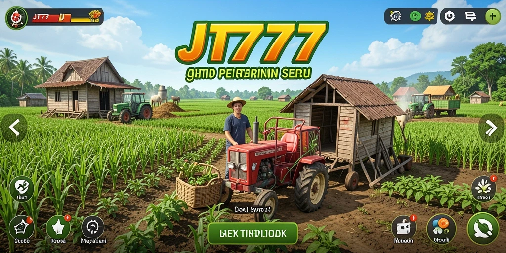 Tampilan gameplay <strong>JT777</strong> yang menggugah semangat bertani dengan grafik menarik.
