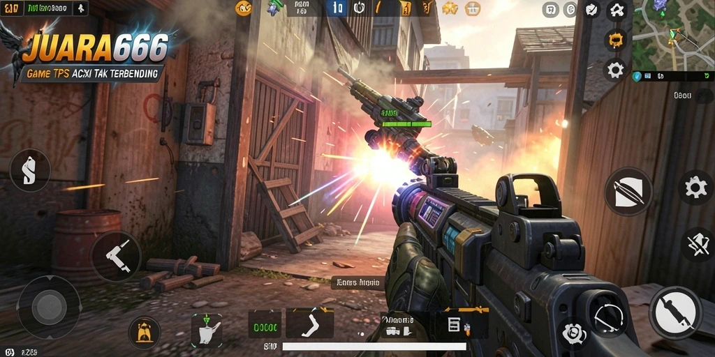 Tampilan gameplay JUARA666 yang mendebarkan di arena TPS.