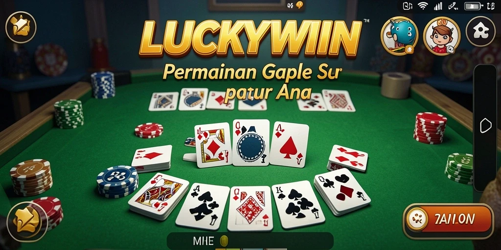 Tampilan gameplay menarik di LUCKYWIN saat bermain Gaple dengan teman.