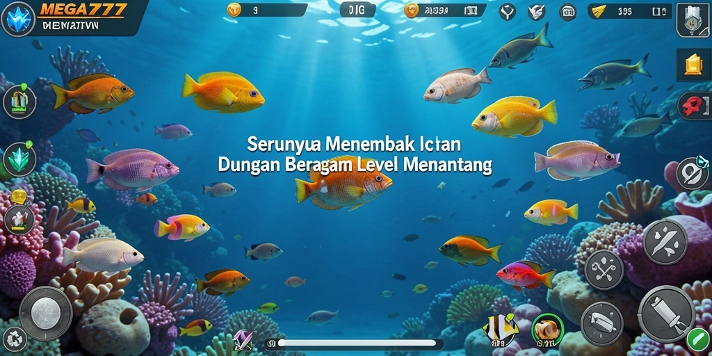 Gameplay seru dengan menembak ikan berwarna-warni di bawah laut.