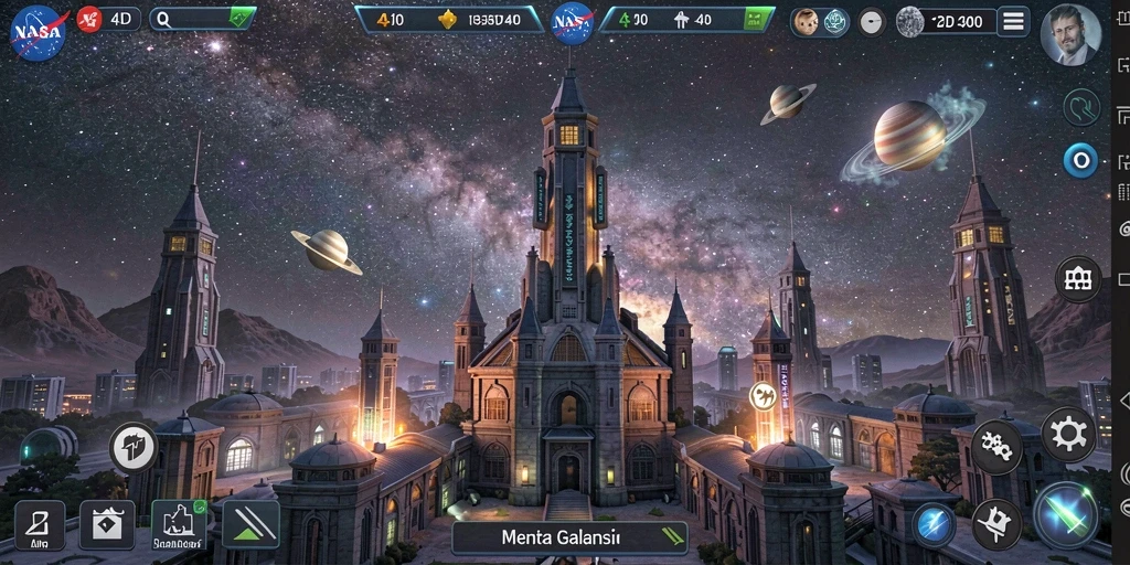 Screenshot gameplay menegangkan dari NASA4D, menampilkan strategi Tower Defense.