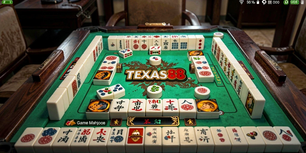Tampilan gameplay seru dari TEXAS88 yang penuh strategi Mahjong.