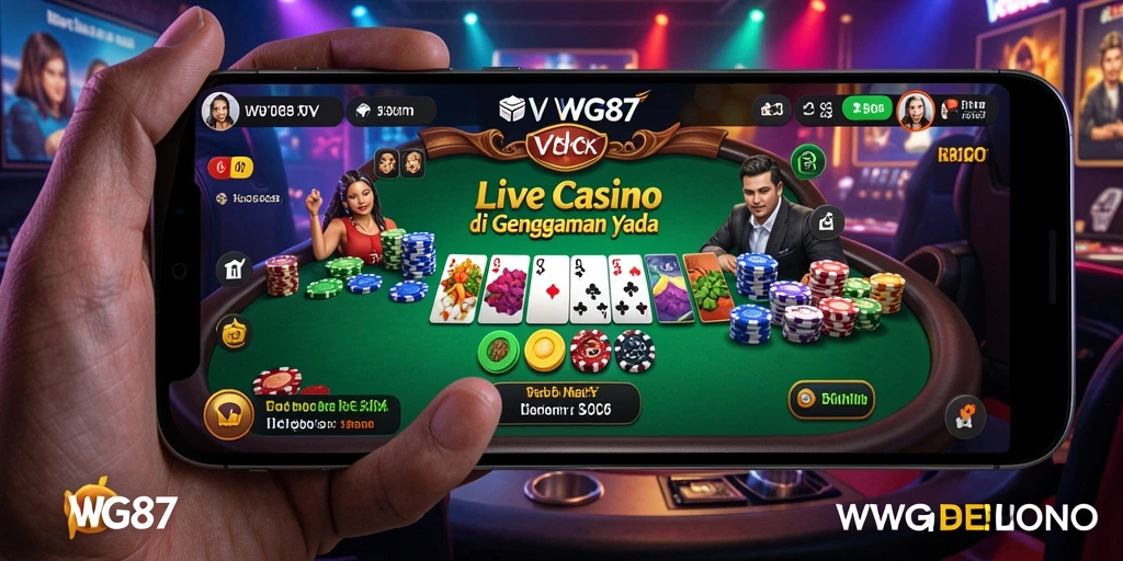 Tampilan gameplay Live Casino WG87 dengan dealer profesional dan interaksi langsung.